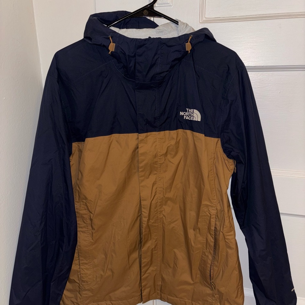 The North Face Navy and Tan Rain Jacket